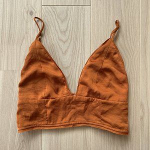 Free People Intimately Satin Deep V Neck Bralet Top New With Tags